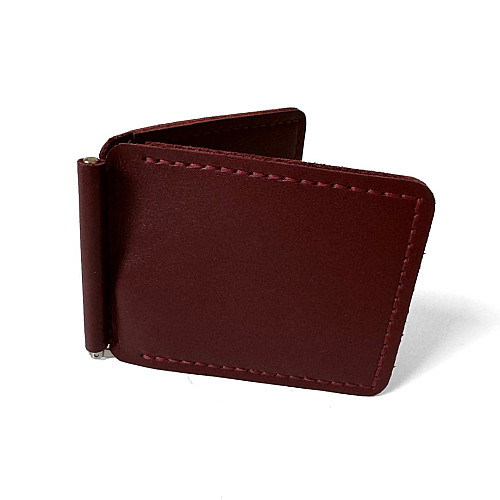 Бордовый кожаный зажым для денег Gofin SKG-10054