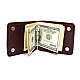 Шкіряний зажим для грошей Gofin ручної роботи бордовий на магніт SKG-10055
