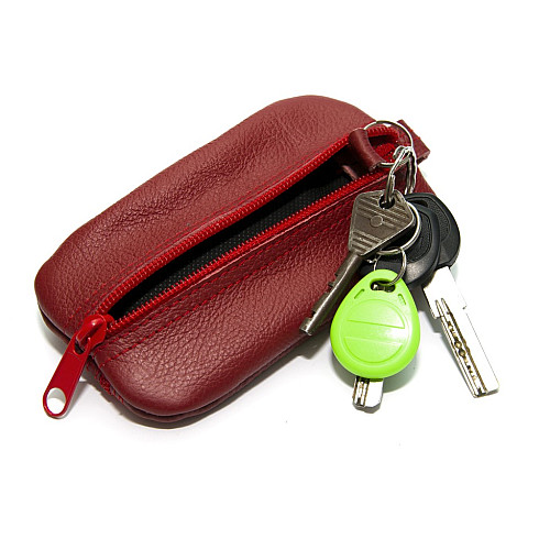 Ключница-кошелек Gofin кожаная красная на два отделения SKG-10056