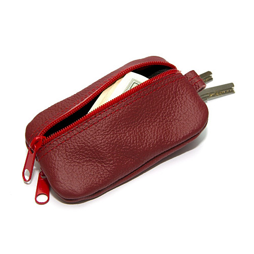 Ключница-кошелек Gofin кожаная красная на два отделения SKG-10056