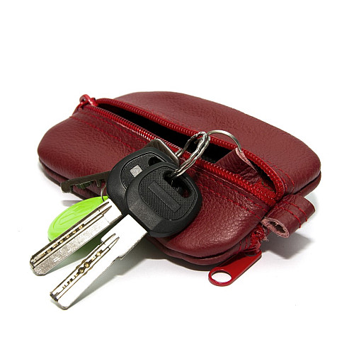 Ключница-кошелек Gofin кожаная красная на два отделения SKG-10056