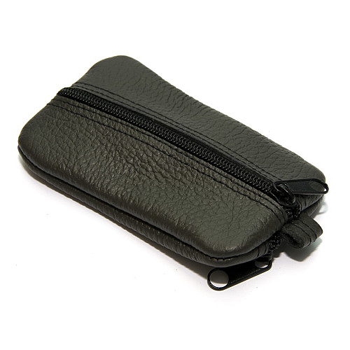 Темно-серая кожаная ключница-кошелек Gofin на на два отделения SKG-10058