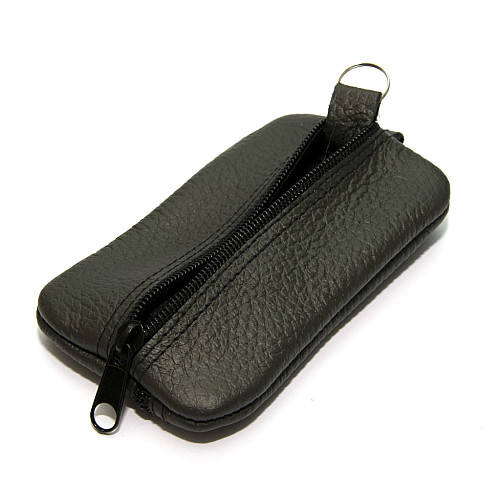 Темно-серая кожаная ключница-кошелек Gofin на на два отделения SKG-10058