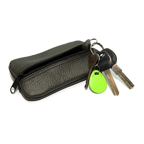 Темно-серая кожаная ключница-кошелек Gofin на на два отделения SKG-10058