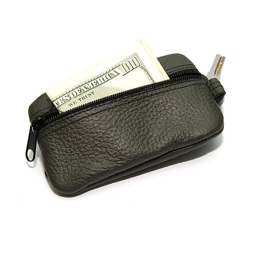 Темно-серая кожаная ключница-кошелек Gofin на на два отделения SKG-10058