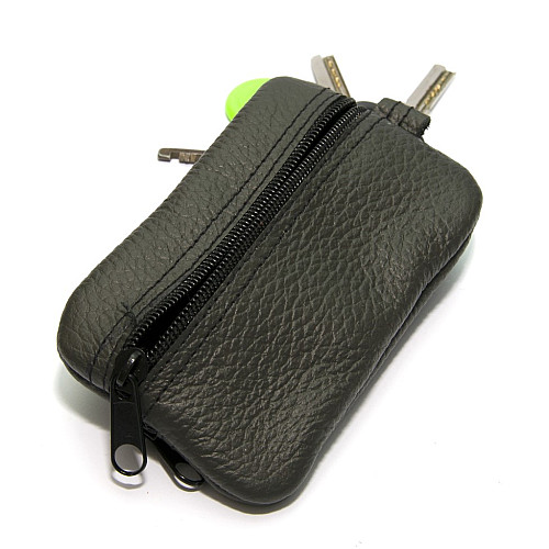 Темно-серая кожаная ключница-кошелек Gofin на на два отделения SKG-10058