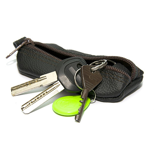 Темно-коричневая кожаная ключница на замок Gofin SKG-10063