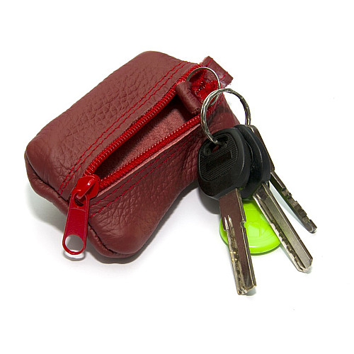 Червона шкіряна міні ключниця Gofin на замок SKG-10081