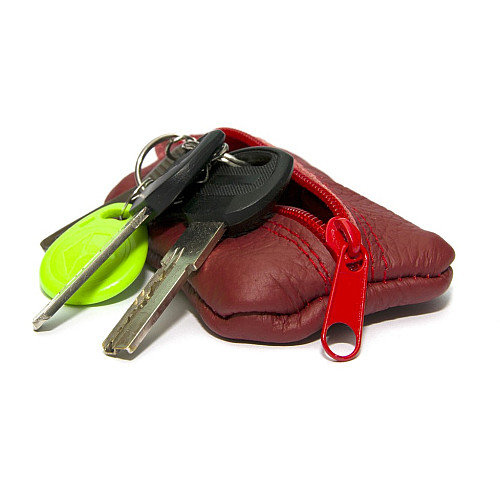 Червона шкіряна міні ключниця Gofin на замок SKG-10081