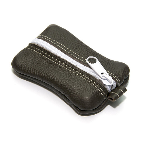 Коричнева шкіряна міні ключниця Gofin на замок SKG-10082