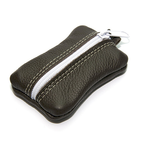 Коричнева шкіряна міні ключниця Gofin на замок SKG-10082