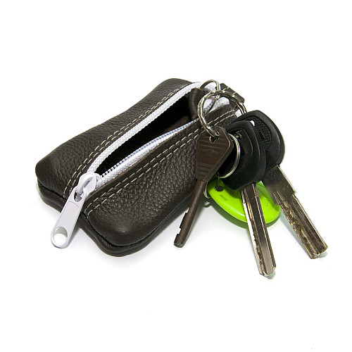 Коричнева шкіряна міні ключниця Gofin на замок SKG-10082