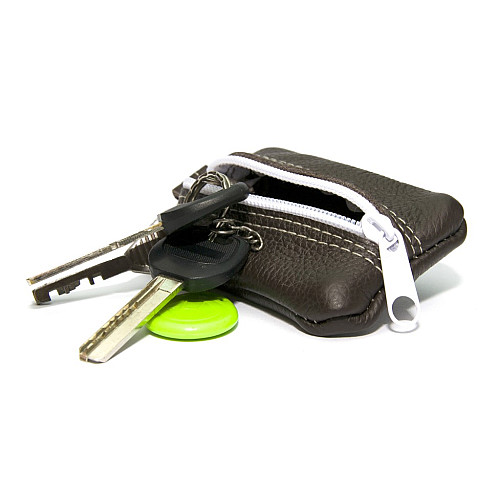 Коричнева шкіряна міні ключниця Gofin на замок SKG-10082