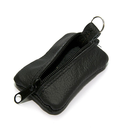 Ключница Gofin мини черная кожаная  на замок 9х5,5 см SKG-10084