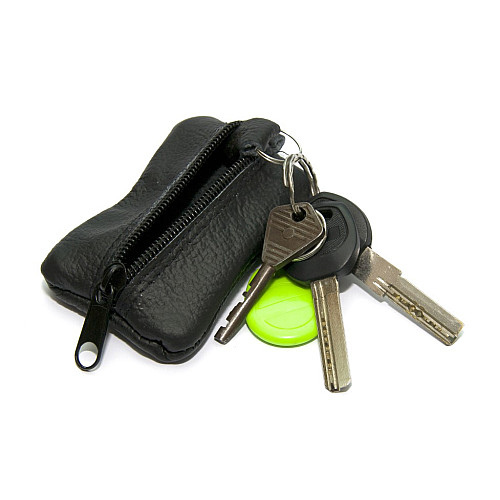 Ключница Gofin мини черная кожаная  на замок 9х5,5 см SKG-10084