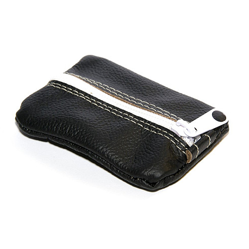 Ключница Gofin мини черная кожаная  на замок 9х5,5 см SKG-10084