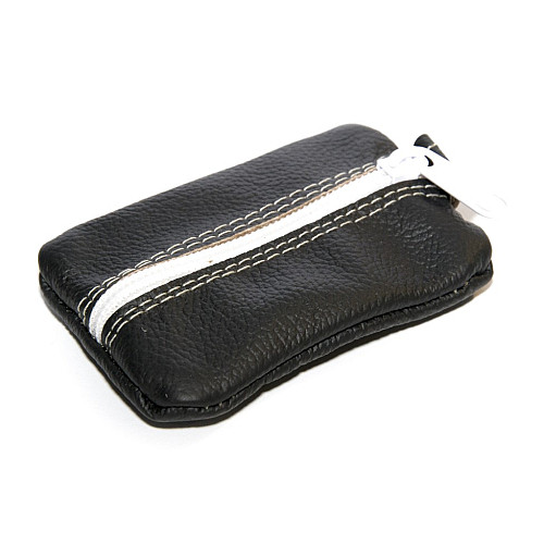 Ключница Gofin мини черная кожаная  на замок 9х5,5 см SKG-10084