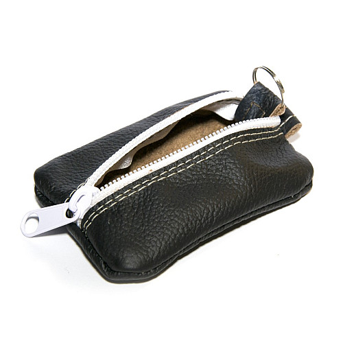 Ключница Gofin мини черная кожаная  на замок 9х5,5 см SKG-10084