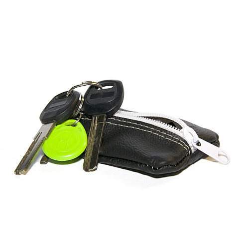 Ключница Gofin мини черная кожаная  на замок 9х5,5 см SKG-10084