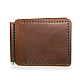 Кожаный зажим для денег Gofin ручной работы светло-коричневый SKG-10086