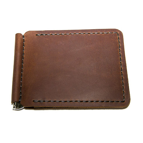 Кожаный зажим для денег Gofin ручной работы светло-коричневый SKG-10086