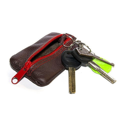 Бордовая кожаная мини ключница Gofin на замок SKG-10088