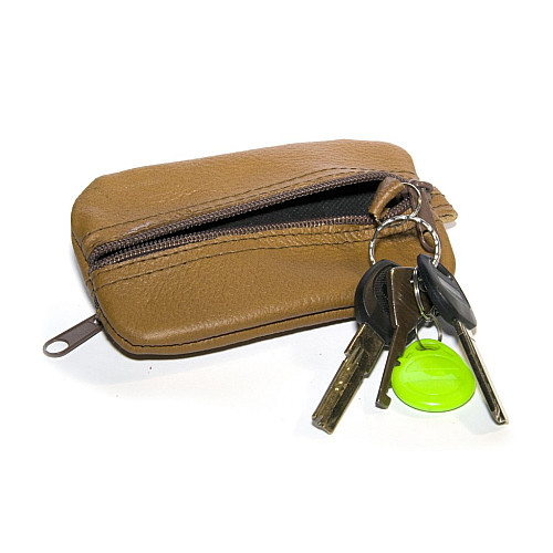 Светло-коричневая кожаная ключница-кошелек Gofin на два отделения SKG-10092
