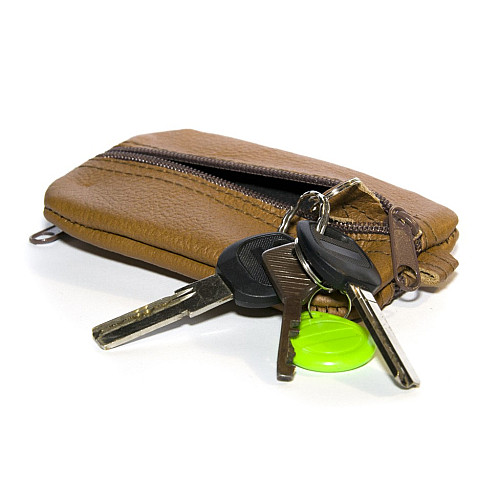 Светло-коричневая кожаная ключница-кошелек Gofin на два отделения SKG-10092
