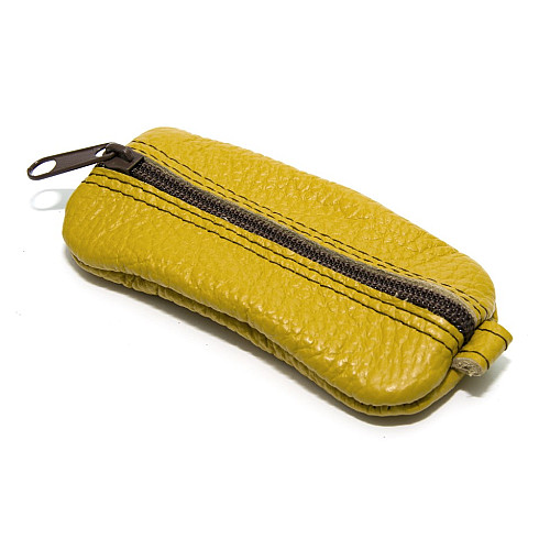 Желтая кожаная ключница Gofin на замок SKG-10097