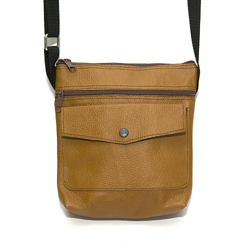 Світло коричнева шкіряна сумка на плече Gofin SMK-20001