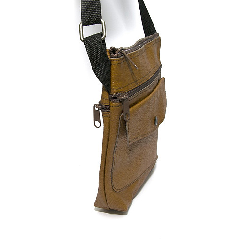 Світло коричнева шкіряна сумка на плече Gofin SMK-20001