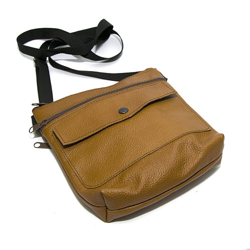 Світло коричнева шкіряна сумка на плече Gofin SMK-20001