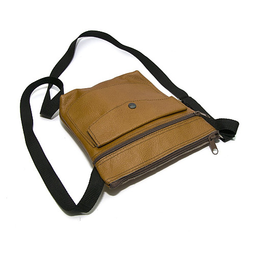 Світло коричнева шкіряна сумка на плече Gofin SMK-20001