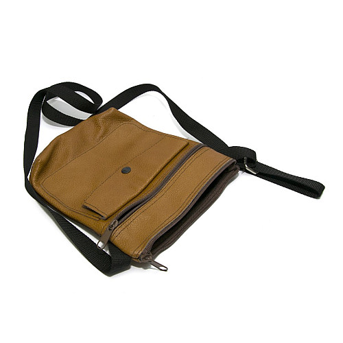 Світло коричнева шкіряна сумка на плече Gofin SMK-20001