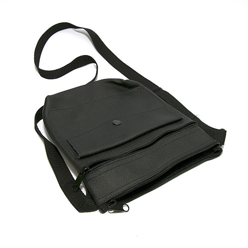 Сумка шкіряна Gofin чорна на плече 20,5х19,5 см SMK-20002