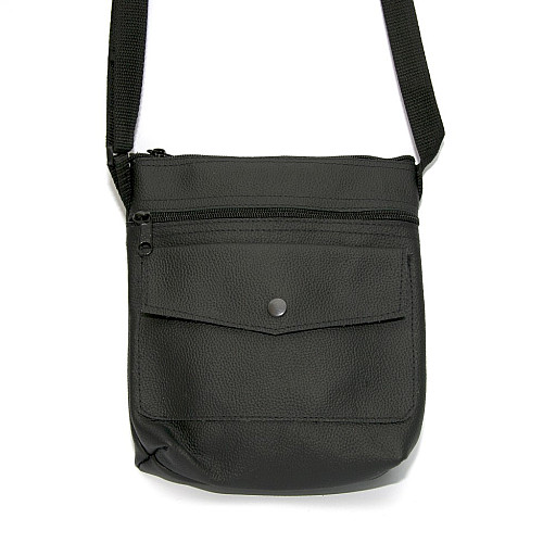 Сумка шкіряна Gofin чорна на плече 20,5х19,5 см SMK-20002