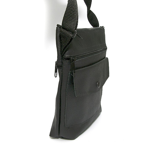 Сумка шкіряна Gofin чорна на плече 20,5х19,5 см SMK-20002