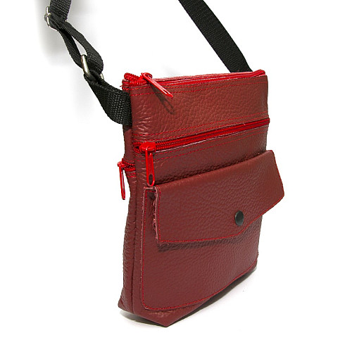 Сумка шкіряна Gofin червона на плече SMK-20003