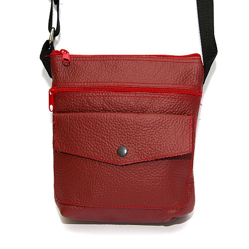 Сумка шкіряна Gofin червона на плече SMK-20003
