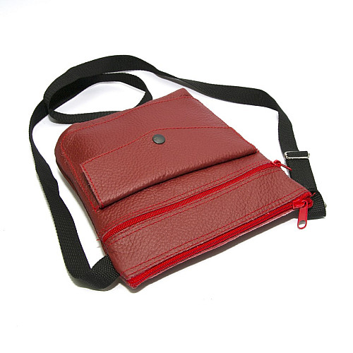 Сумка шкіряна Gofin червона на плече SMK-20003