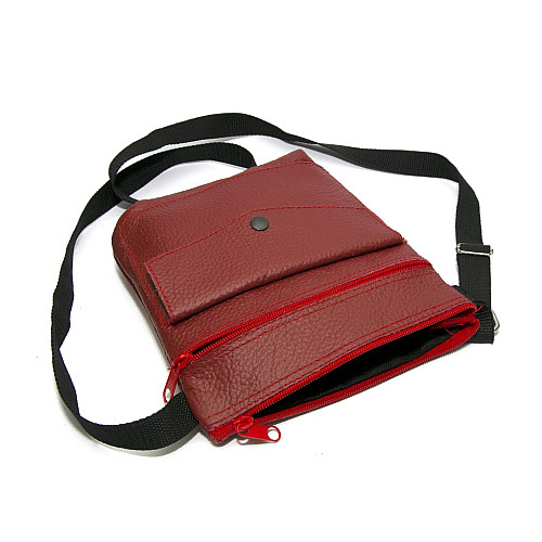 Сумка шкіряна Gofin червона на плече SMK-20003