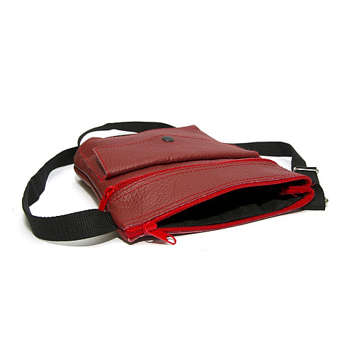 Сумка шкіряна Gofin червона на плече SMK-20003