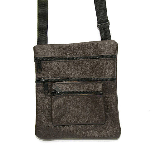 Кожаная сумочка на плечо Gofin коричневая SMK-20007