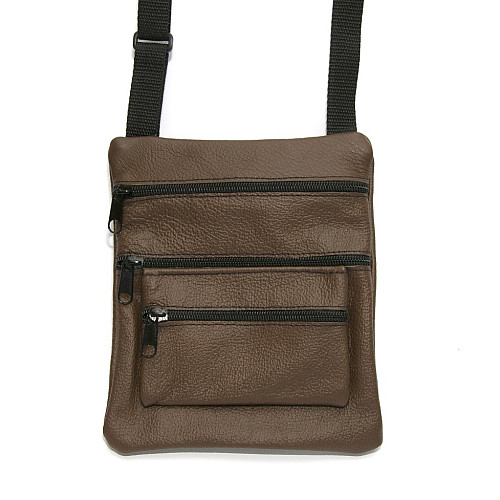Кожаная сумочка на плечо Gofin коричневая SMK-20007