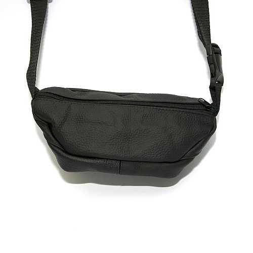 Бананка Gofin чорна шкіряна на три відділення SMK-20013