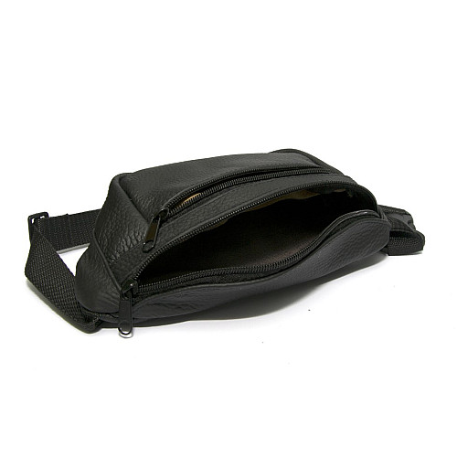 Бананка Gofin чорна шкіряна на три відділення SMK-20013