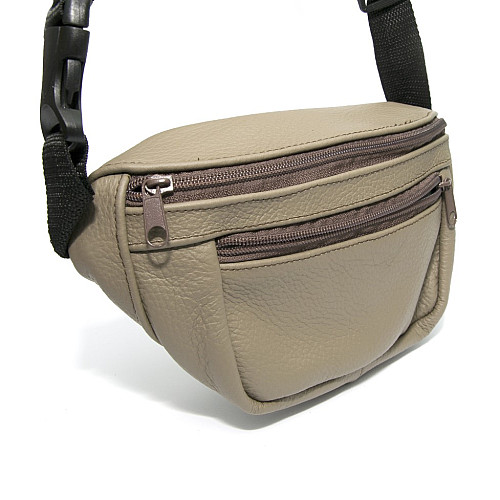 Бананка Gofin бежева шкіряна на три відділення SMK-20016