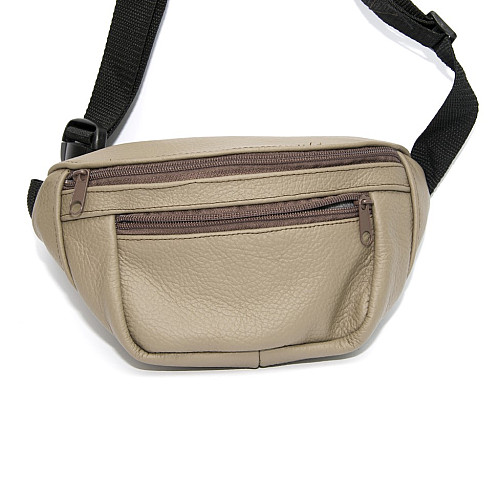 Бананка Gofin бежева шкіряна на три відділення SMK-20016