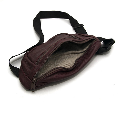 Бананка Gofin бордова шкіряна на три відділення SMK-20017