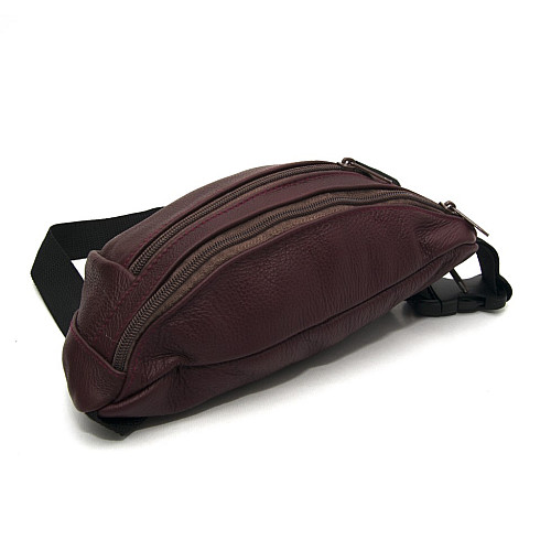 Бананка Gofin бордова шкіряна на три відділення SMK-20017